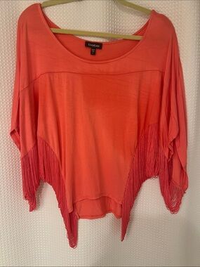bebe Coral Fringe Dolman Tunic Top-S—626-076